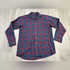 Christian Dior Monsieur Plaid Button Down Skirt Long Sleeve Size Large